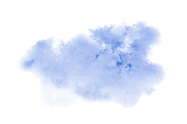 Abstract watercolor background image with a liquid splatter of aquarelle paint, isolated on white. Blue tones - Фото, зображення