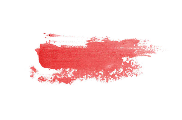 Mancha y textura de lápiz labial o pintura acrílica aislada en blanco
 - Foto, imagen