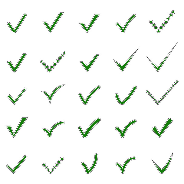 Conjunto de iconos de marca de verificación, ilustración vectorial
 - Vector, Imagen