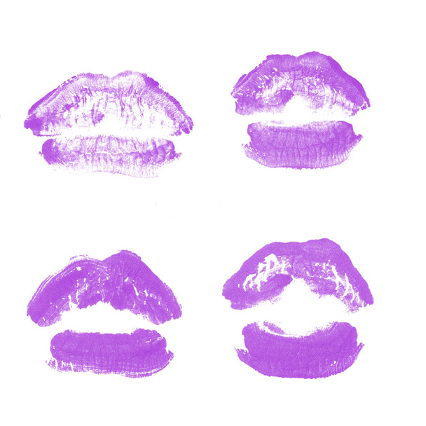 Kobiece usta szminka Kiss Print zestaw na Walentynki na białym tle o - Zdjęcie, obraz