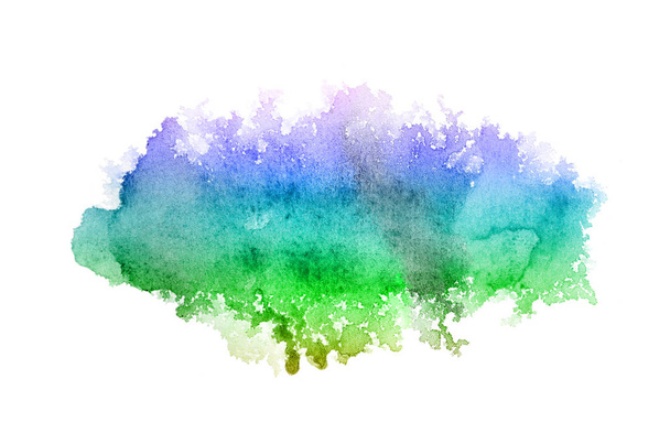 Αφηρημένη εικόνα φόντου υδατογραφίσματος με υγρή διασπορά χρώματος Aquarelle, απομονωμένη σε λευκό. Αποχρώσεις του ουράνιου τόξου - Φωτογραφία, εικόνα