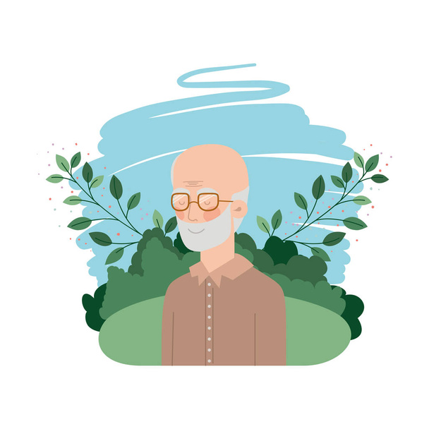 grandfather with landscape avatar character - Vector, Image