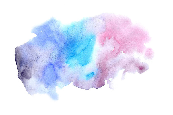 Abstrakcja akwarela obraz tła z ciekłym bryzg farby Aquarelle, izolowane na białym tle. Tony zimne - Zdjęcie, obraz
