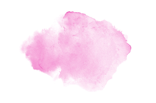 Abstract watercolor background image with a liquid splatter of aquarelle paint, isolated on white. Pink tones - Photo, Image
