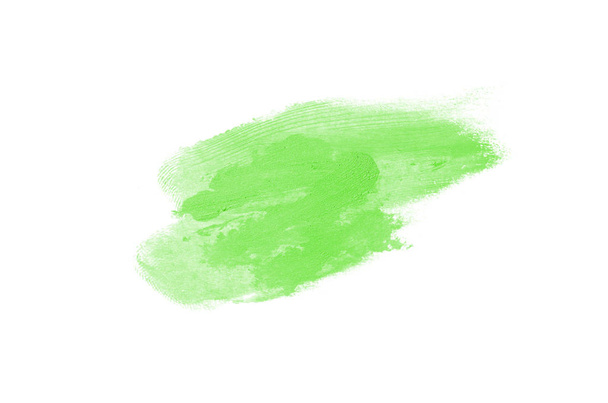 Επίχρισμα και υφή του κραγιόν ή ακρυλικό χρώμα απομονώνονται σε λευκό φόντο. Πράσινο χρώμα - Φωτογραφία, εικόνα