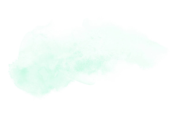 Abstrakti akvarellimaalilla varustettu vesiväritaustakuva, eristetty valkoisella. Turkoosin sävyt
 - Valokuva, kuva