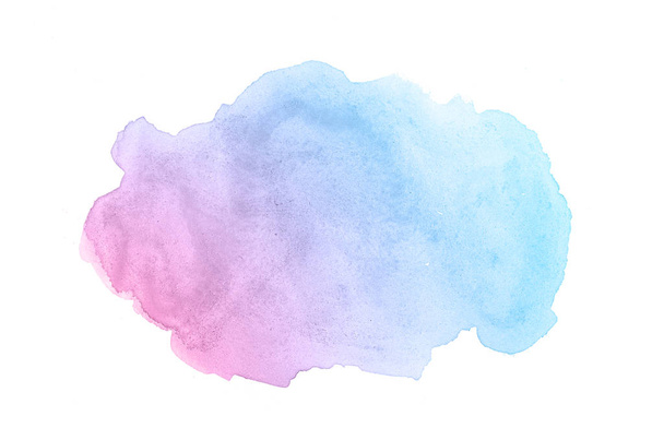Astratto acquerello immagine di sfondo con uno schizzo liquido di vernice acquerello, isolato su bianco. Tonalità pastello rosa e blu
 - Foto, immagini