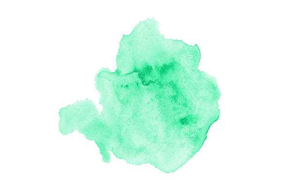 Imagen de fondo de acuarela abstracta con una salpicadura líquida de pintura acuarela, aislada en blanco. Tonos turquesa
 - Foto, imagen