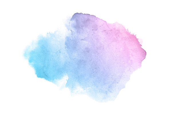 Image abstraite de fond aquarelle avec une éclaboussure liquide de peinture aquarelle, isolée sur blanc. tons pastel rose et bleu
 - Photo, image