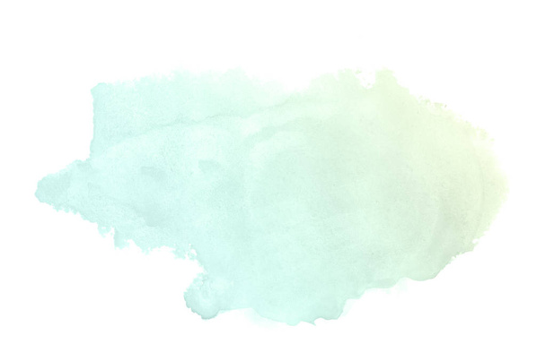 Αφηρημένη εικόνα φόντου υδατογραφίσματος με υγρή διασπορά χρώματος Aquarelle, απομονωμένη σε λευκό. Πράσινες και κίτρινες παστέλ αποχρώσεις - Φωτογραφία, εικόνα