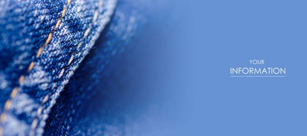 Blue jeans fabric cloth material texture textile macro pattern - Фото, зображення