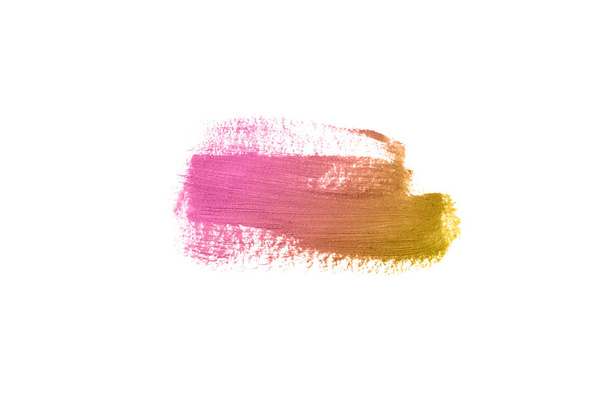 Мазок и текстура помады или акриловой краски изолированы на белом фоне. Бронзовый цвет
 - Фото, изображение