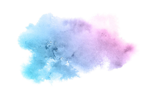 Obraz pozadí abstraktní akvarel s tekutým koláčem z akarelle barvy, izolované na bílém. Růžové a modré pastelové tóny - Fotografie, Obrázek
