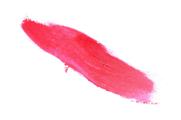 Frottis et texture de rouge à lèvres ou de peinture acrylique isolés sur du blanc
 - Photo, image