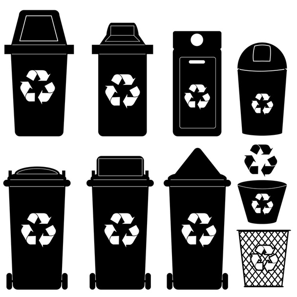 Kierrätä roskakorin siluettivektori
 - Vektori, kuva