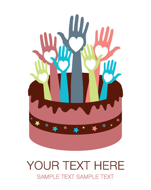 Happy birthday cake hands vector. - Vetor, Imagem