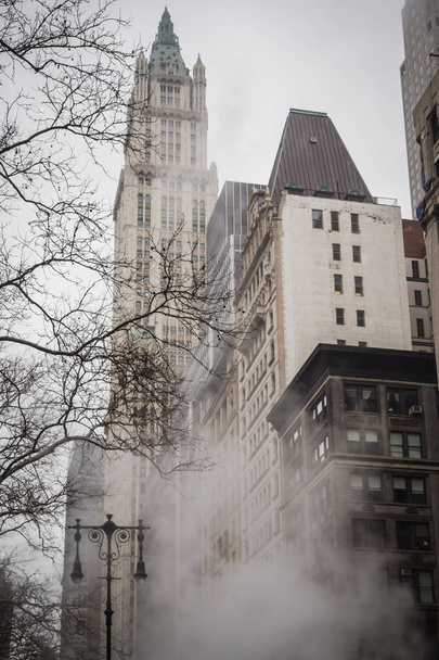 Smoky streets of Manhattan a gray day at the end of winter - Foto, afbeelding