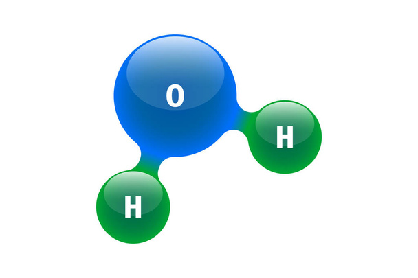 Модель молекулярной воды H2O. Интегрированные частицы водорода и кислорода природного неорганического соединения. Изолированная трехмерная векторная структура
 - Вектор,изображение