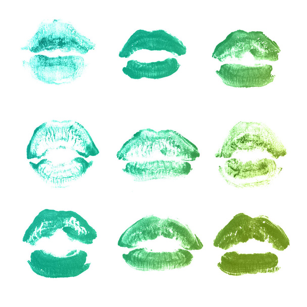 Naisten huulet huulipuna suudella tulostaa asetettu Ystävänpäivä eristetty o
 - Valokuva, kuva