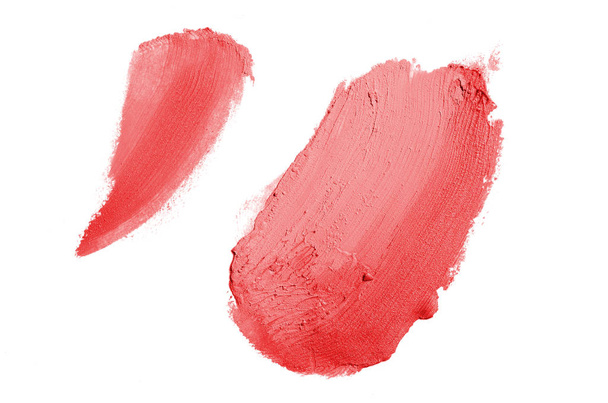 Smear and texture of lipstick or acrylic paint isolated on white - Photo, Image