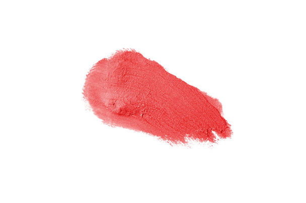 Spalmare e consistenza di rossetto o vernice acrilica isolata su sfondo bianco. Colore rosso
 - Foto, immagini