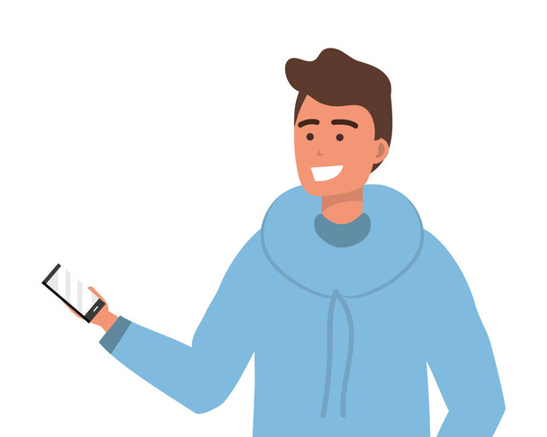 Millennial Young Person smartphone texting portret - Vector, afbeelding