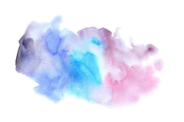 Imagem de fundo aquarela abstrata com um respingo líquido de tinta aquarelle, isolado em branco. Tons frios
 - Foto, Imagem