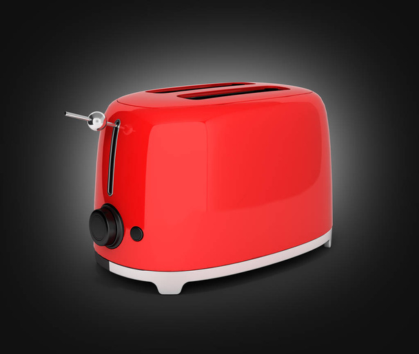 Red retro toaster on black gradient background 3d - Photo, Image