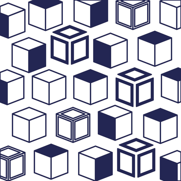 cubes figures geometrics pattern - Vector, Image