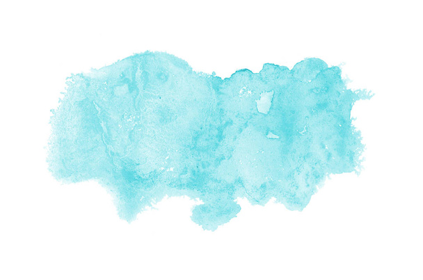 Beyaz üzerine izole edilmiş, sıvı bir kova boyası ile soyut suluboya arka plan görüntüsü. Açık mavi tonları - Fotoğraf, Görsel