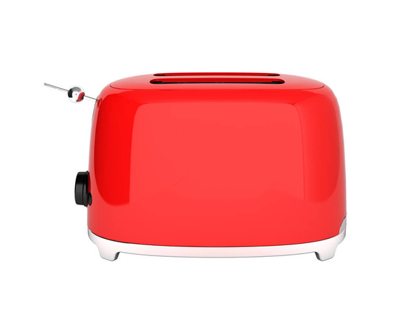 Red retro toaster side view without shadow on white background 3 - Foto, immagini