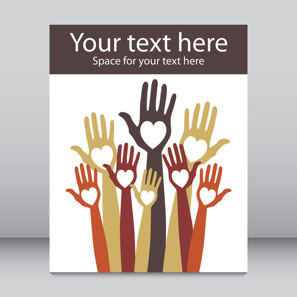 Happy hands leaflet design with copy space. - Vecteur, image
