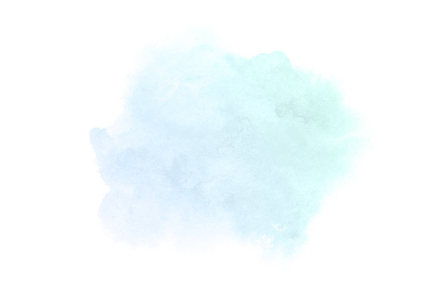 Image abstraite de fond aquarelle avec éclaboussure liquide de peinture aquarelle, isolée sur des tons pastel bleus et turquoise
 - Photo, image