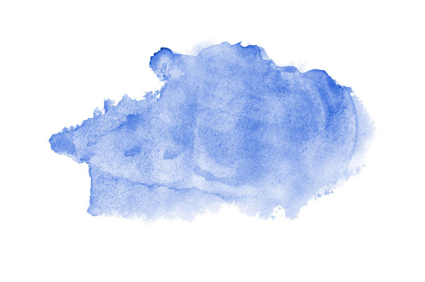 Abstract watercolor background image with a liquid splatter of aquarelle paint, isolated on white. Blue tones - Foto, afbeelding