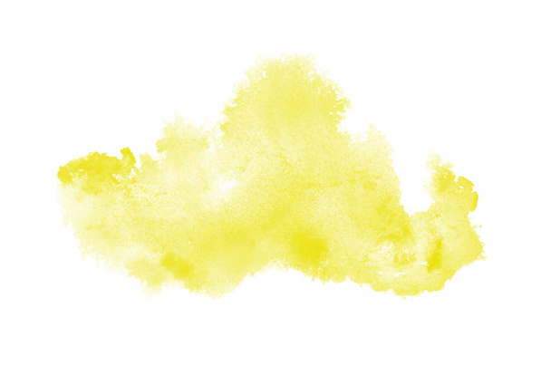 Image abstraite de fond aquarelle avec une éclaboussure liquide de peinture aquarelle, isolée sur blanc. Tons jaunes
 - Photo, image