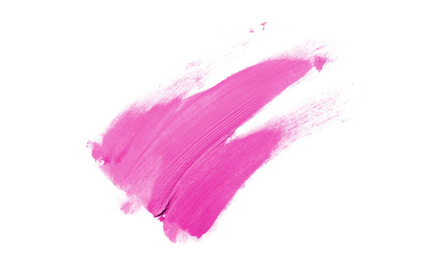 Smear and texture of lipstick or acrylic paint isolated on white background. Pink color - Fotoğraf, Görsel