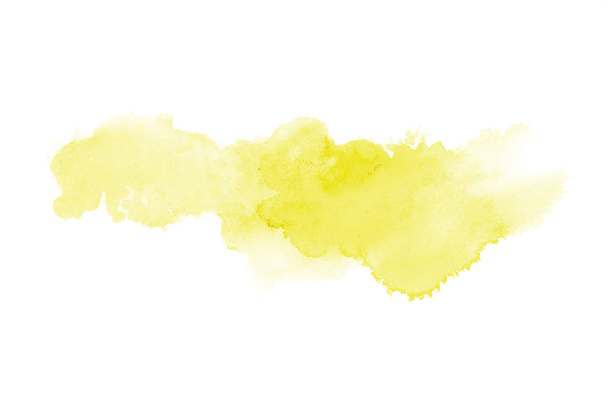 Image abstraite de fond aquarelle avec une éclaboussure liquide de peinture aquarelle, isolée sur blanc. Tons jaunes
 - Photo, image