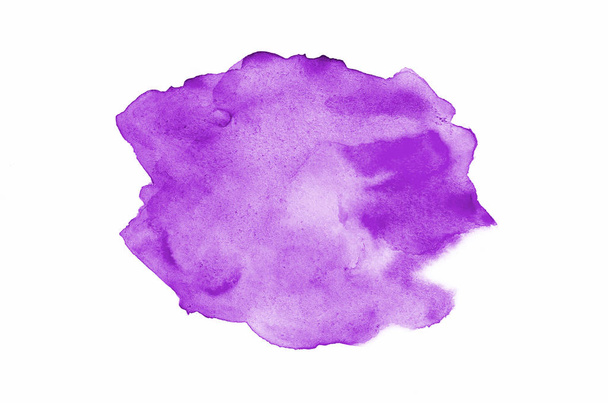 Abstract watercolor background image with a liquid splatter of aquarelle paint, isolated on white. Purple tones - Photo, Image