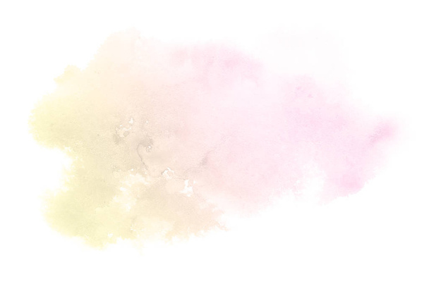 Absztrakt akvarell háttérkép egy folyékony fröccs a Aquarelle festék, elszigetelt fehér. Rózsaszín és sárga tónusok - Fotó, kép