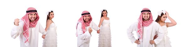 Homem árabe com sua esposa no branco - Foto, Imagem