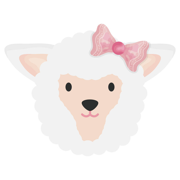 χαριτωμένο θηλυκό πρόβατο παιδαριώδες χαρακτήρα - Διάνυσμα, εικόνα