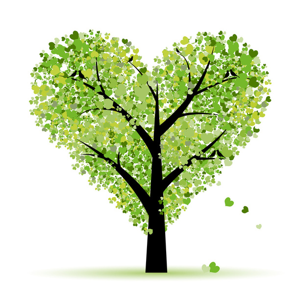 Valentine tree, love, leaf from hearts - Vector, Imagen
