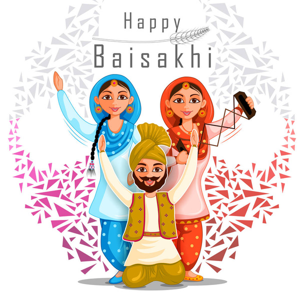Groeten achtergrond voor Punjabi Nieuwjaar festival Vaisakhi gevierd in Punjab India - Vector, afbeelding