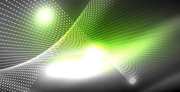 Parlak parlak parlayan Neon dalgalar - Vektör, Görsel