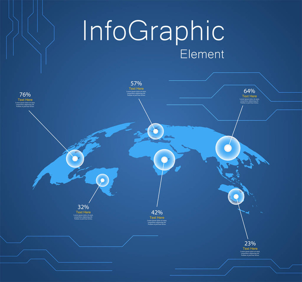 Návrh infografiky s prvkem World Map, obchodní koncept, používaný pro pracovní prezentaci, web, výroční zprávu, vektorový obrázek - Vektor, obrázek