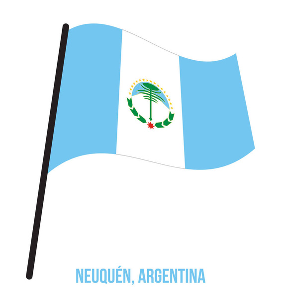 Neuquén Bandera ondeando Vector Ilustración sobre fondo blanco. Bandera de Argentina Provincias
. - Vector, Imagen