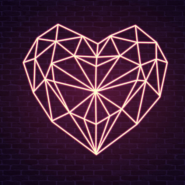 Abstracte Neon geometrische hart illustratie - Foto, afbeelding