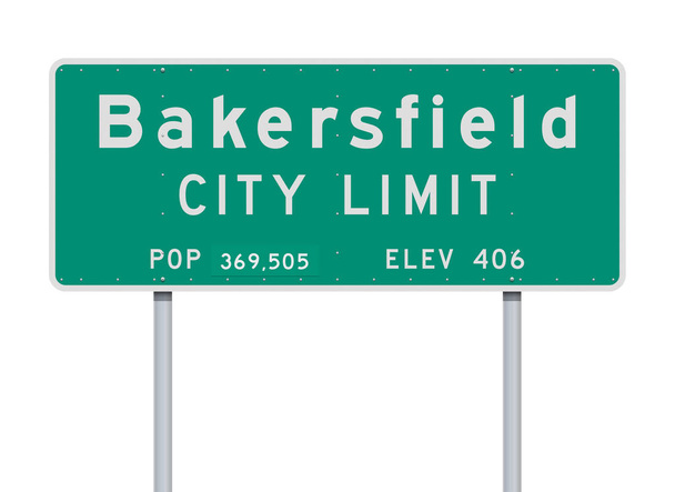 Vector illustration of the Bakersfield City Limit green road sign - Vector, Image