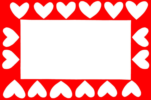 Valentine dag concept, vierkante frame van rood papier in hart vorm als achtergrond - Foto, afbeelding