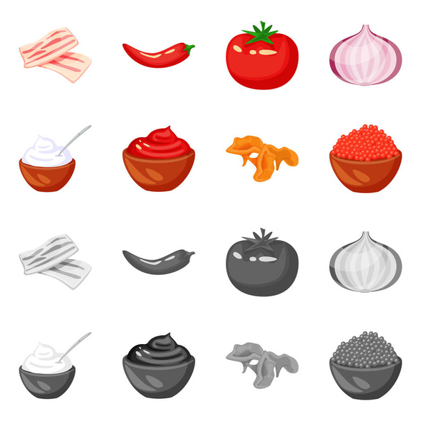 Vektorillustration von Geschmack und Produktsymbol. Sammlung von Geschmacks- und Kochtopf-Vektor-Illustrationen. - Vektor, Bild